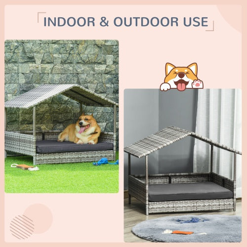 The Rattan Dog House Outdoor With Canopy Is Suitable For Small And Medium-sized Dogs - Get It for Your Pets - Pet Store