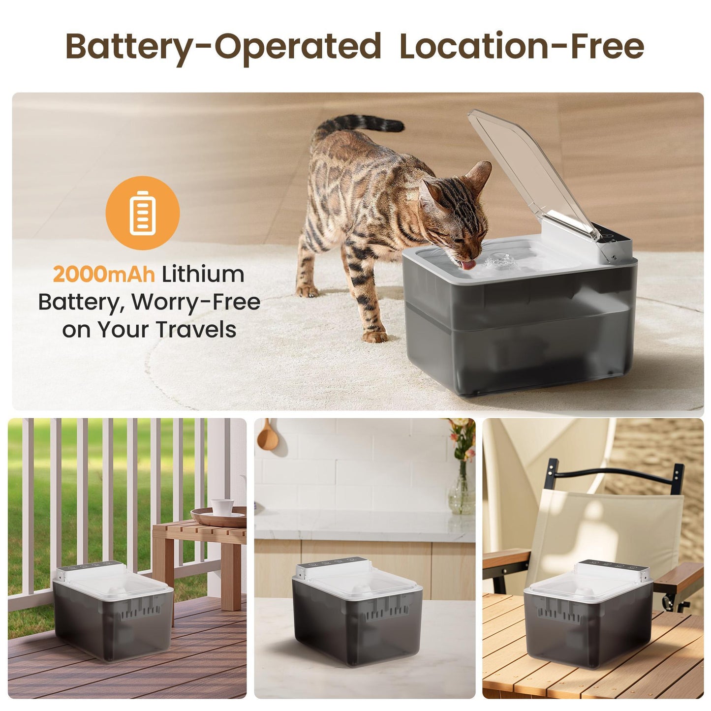 Wireless Charging Battery Driven 304 Stainless Steel Cat Automatic Induction Pet Water Fountain - Get It for Your Pets - Pet Store