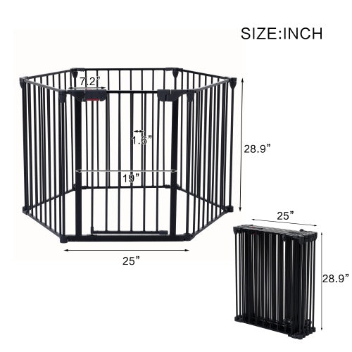 150 Adjustable Safety Gate 6 Panels Play Yard Metal Doorways Fireplace Fence Christmas Tree Fence Gate For House Stairs Gate Prohibited Area Fence - Get It for Your Pets - Pet Store