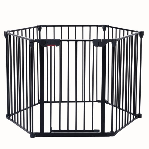 150 Adjustable Safety Gate 6 Panels Play Yard Metal Doorways Fireplace Fence Christmas Tree Fence Gate For House Stairs Gate Prohibited Area Fence - Get It for Your Pets - Pet Store