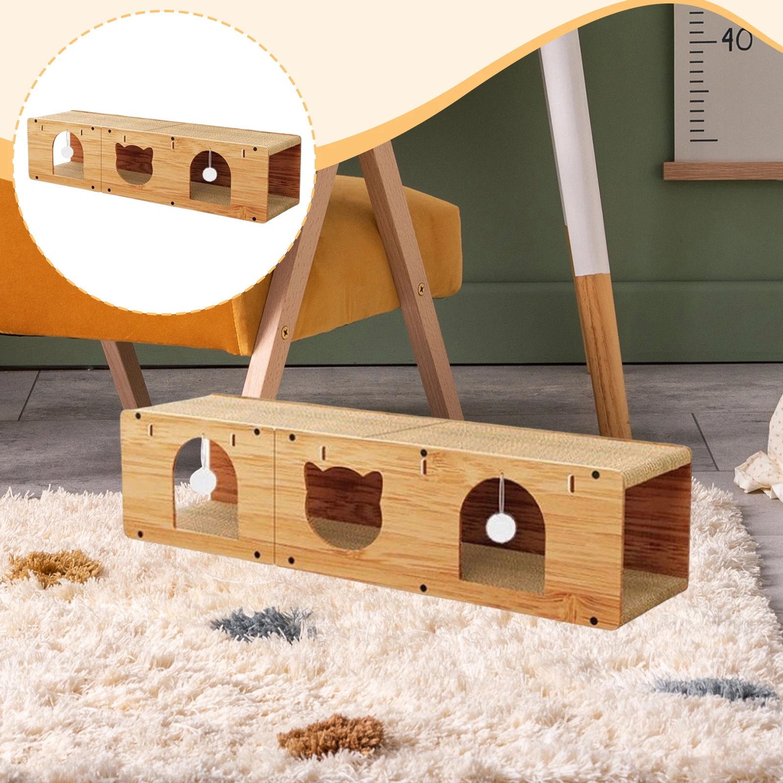 Cat Tunnel House Cats Scratching Pad Sturdy Pets Supplies Multipurpose Cat Tunnel for Kitty Gifts Cats Interactive Toy Furniture