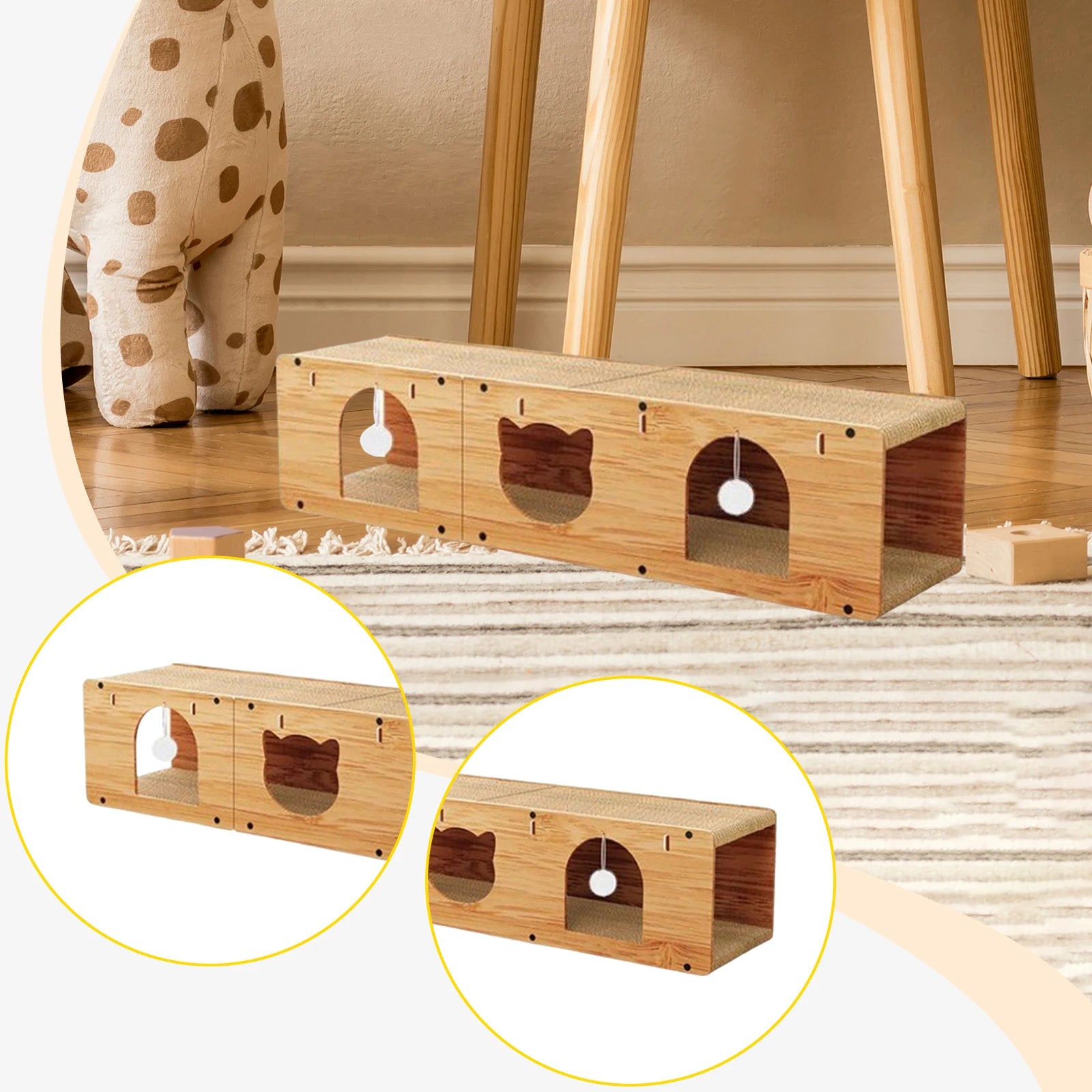 Cat Tunnel House Cats Scratching Pad Sturdy Pets Supplies Multipurpose Cat Tunnel for Kitty Gifts Cats Interactive Toy Furniture