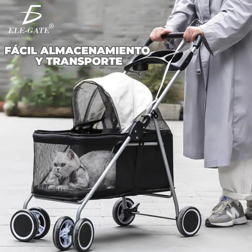Foldable Small Pet Stroller Comfortable Waterproof Oxford Travel Cart for Dogs and Cats with 4 Wheels