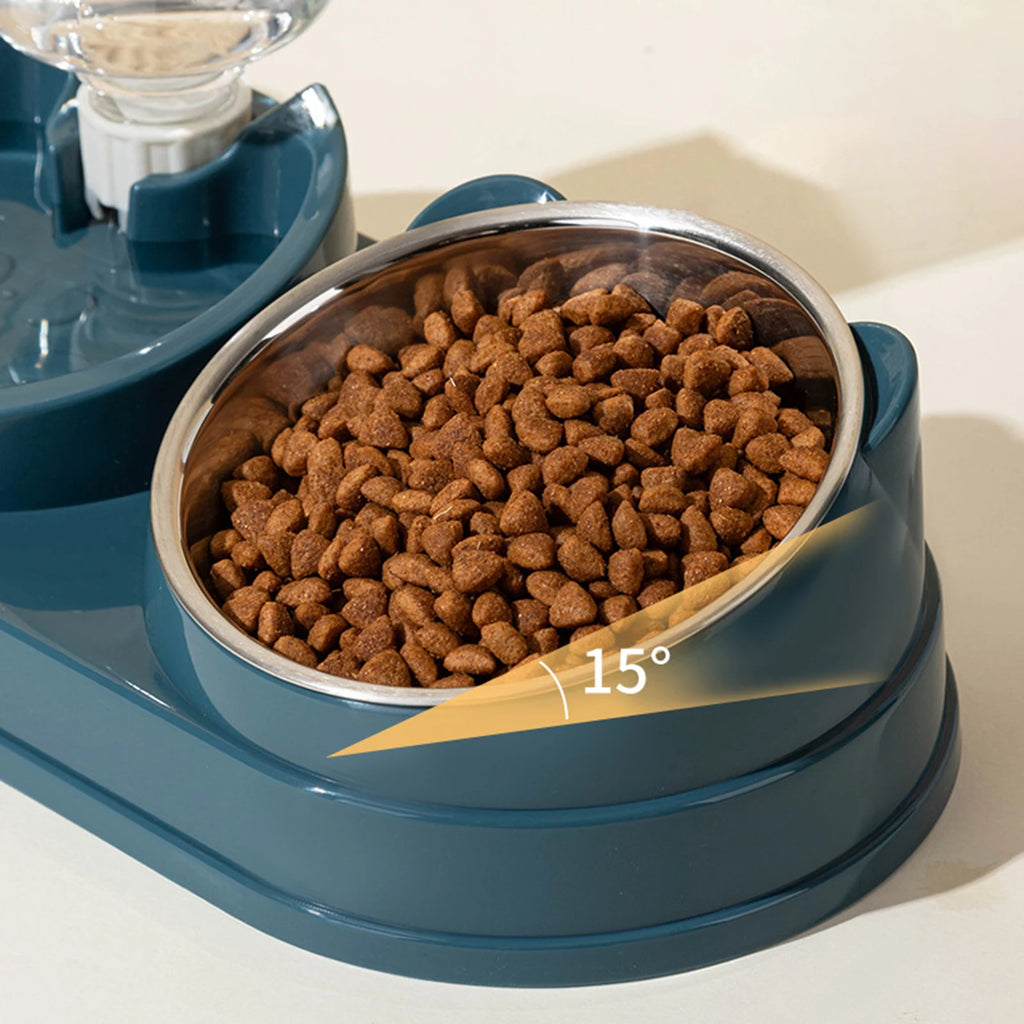 3 in 1 Multi-Function Pet Feeder with Automatic Waterer Detachable Bowls for Wet And Dry Food Suitable for Cats Dogs Rabbits