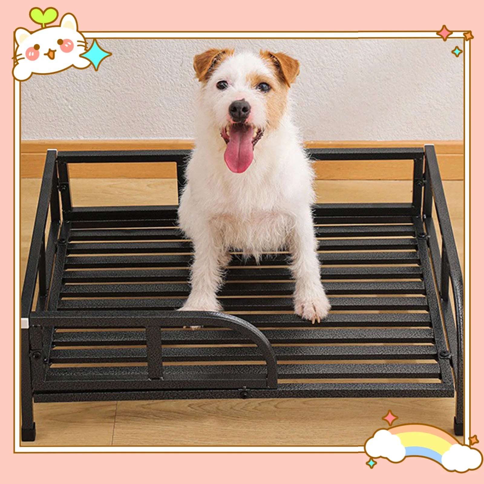 Dog Bed with Rails Comfortable Breathable Medium Dogs Floor Standing Pet Bed Elevated Pet Bed Small Medium Dog Indoor Cats