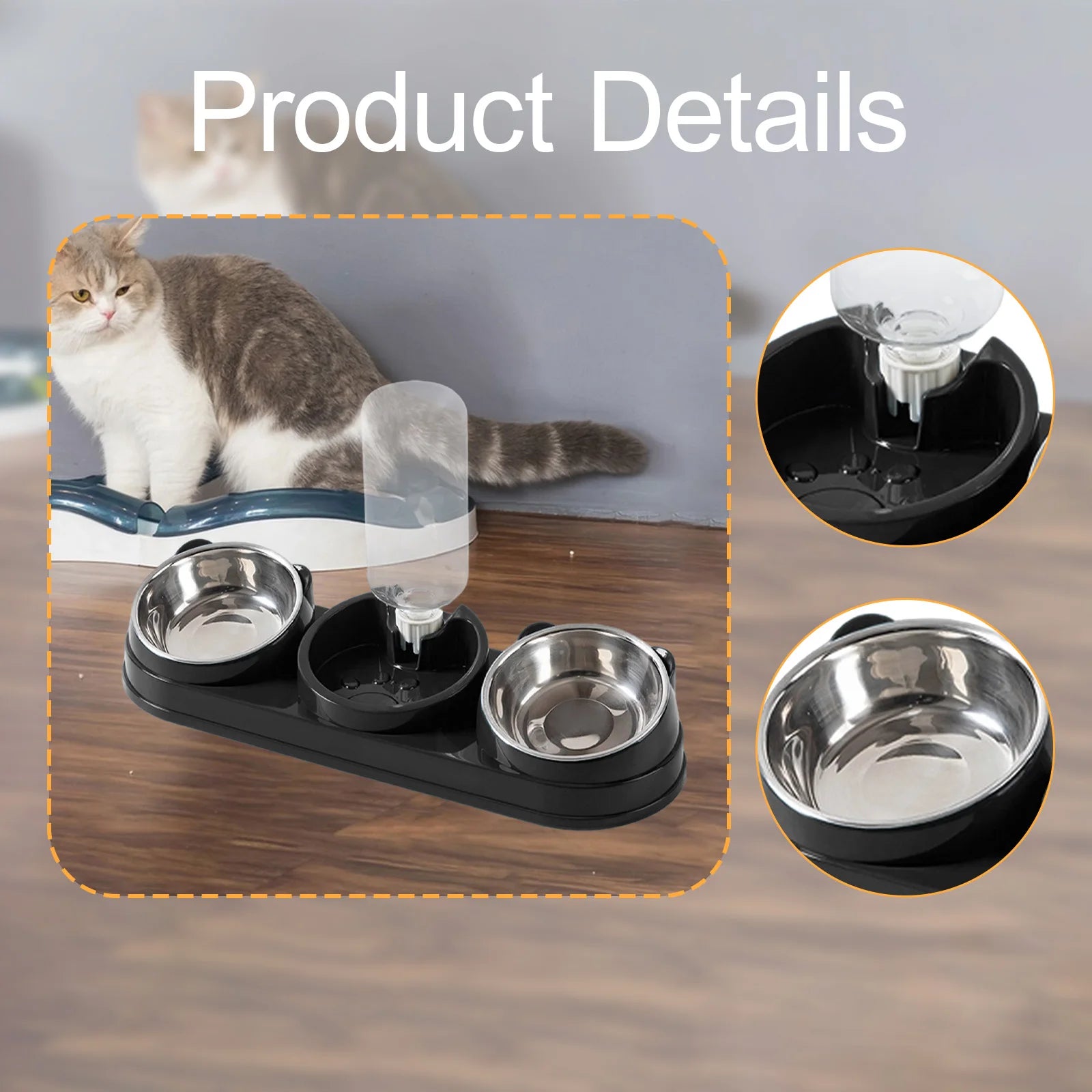 3 in 1 Multi-Function Pet Feeder with Automatic Waterer Detachable Bowls for Wet And Dry Food Suitable for Cats Dogs Rabbits
