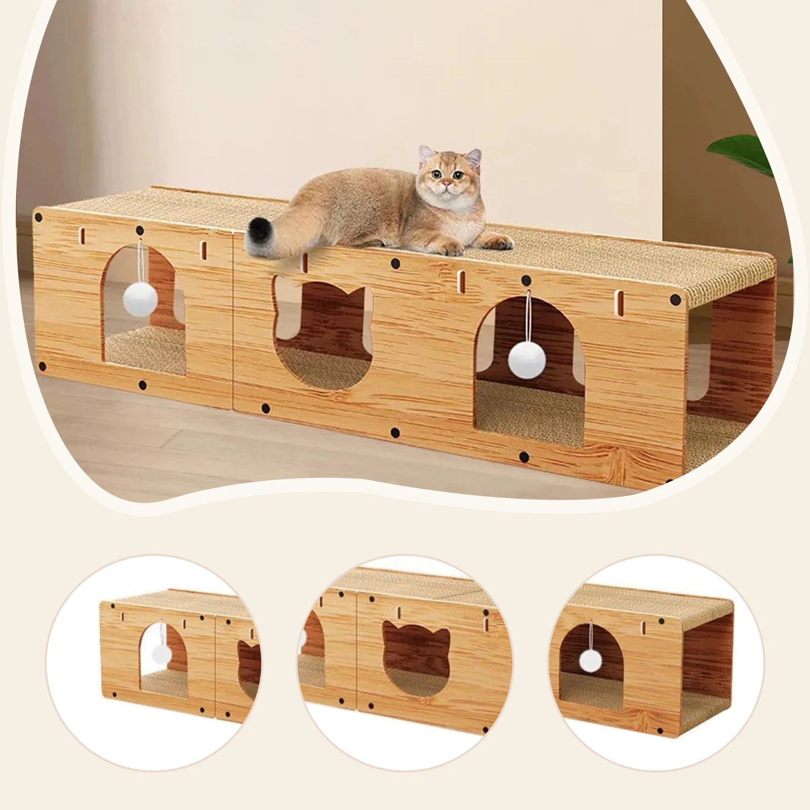 Cat Tunnel House Cats Scratching Pad Sturdy Pets Supplies Multipurpose Cat Tunnel for Kitty Gifts Cats Interactive Toy Furniture