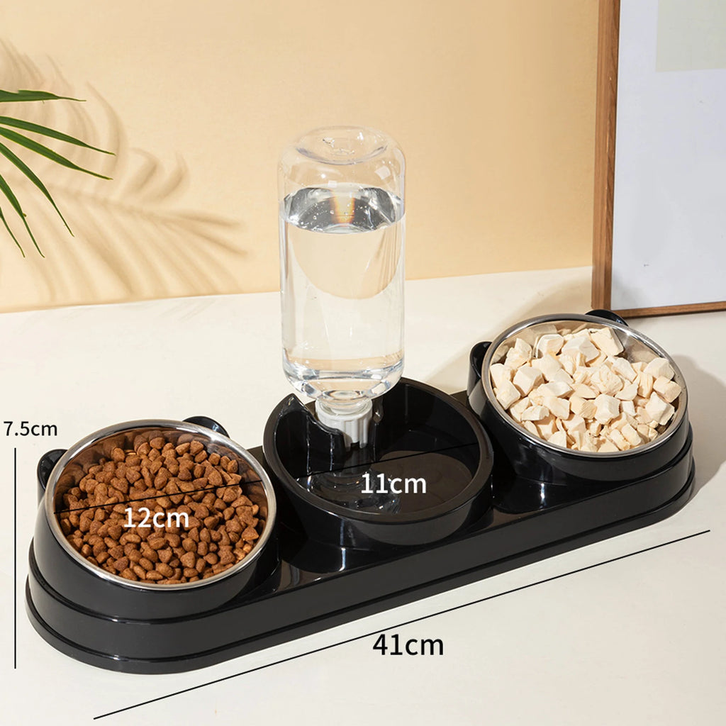 3 in 1 Multi-Function Pet Feeder with Automatic Waterer Detachable Bowls for Wet And Dry Food Suitable for Cats Dogs Rabbits