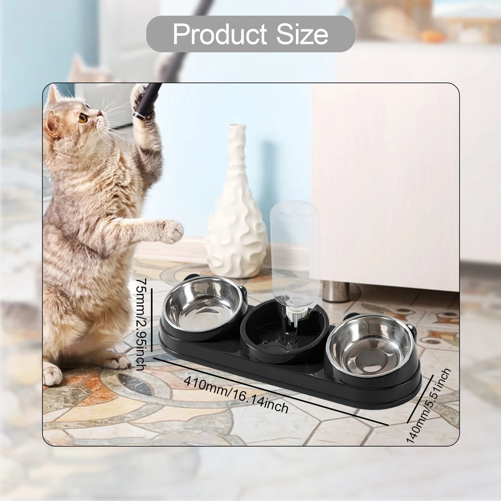 3 in 1 Multi-Function Pet Feeder with Automatic Waterer Detachable Bowls for Wet And Dry Food Suitable for Cats Dogs Rabbits
