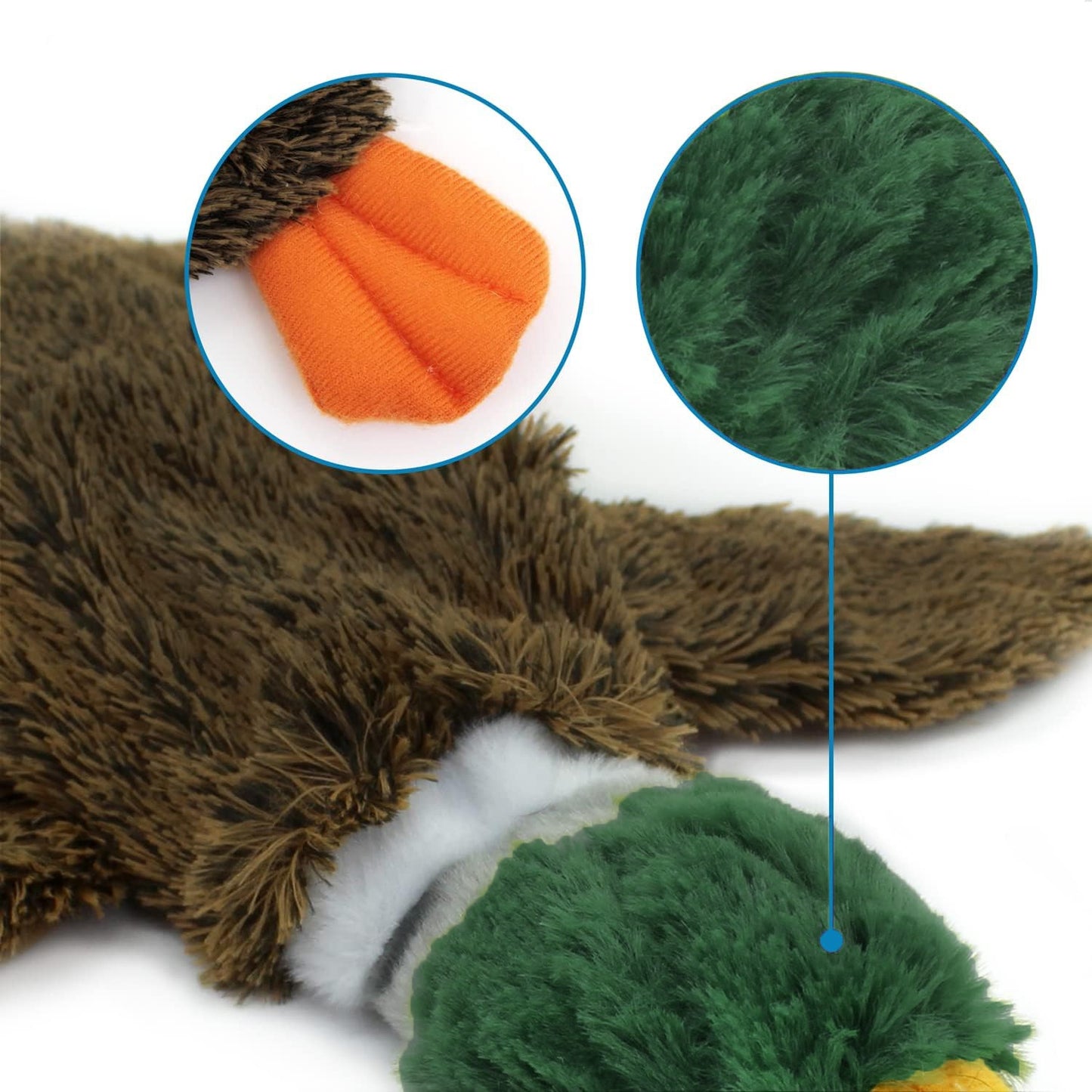 Best Pet Supplies 2-in-1 Stuffless Squeaky Dog Toys With Soft, Durable Fabric For Small, Medium, And Large Pets, No Stuffing For Indoor Play, Supports Active Biting And Play - 1Wild Duck - Get It for Your Pets