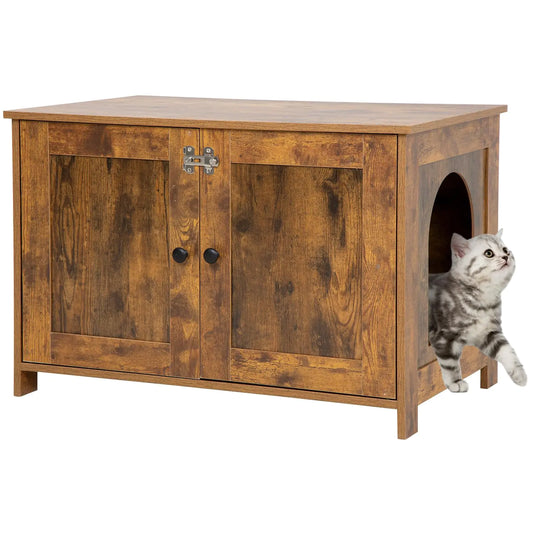 BestPet Cat Litter Box Enclosure Furniture HiddenWooden Cat Washroom Furniture Storage Cabinet Pet Crate House End Table with Removable DividerLarge EnoughFit Most Cats and Litter Box - Get It for Your Pets