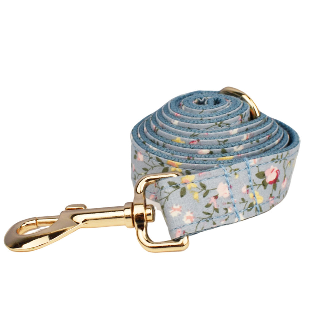 Blue Floral Polyester Cotton Collar With Dog Collar - Get It for Your Pets