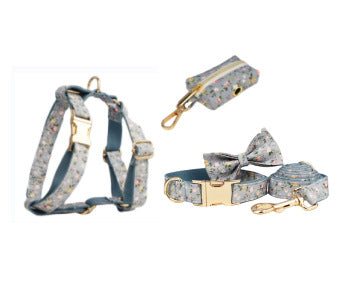 Blue Floral Polyester Cotton Collar With Dog Collar - Get It for Your Pets