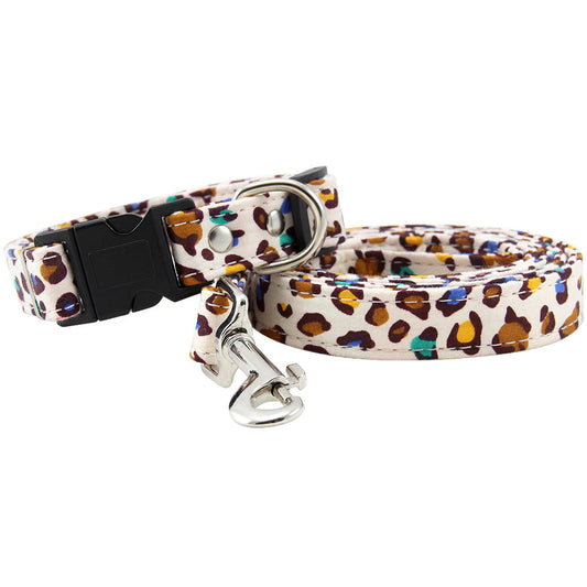 Colorful Cheetah Dog collar with a bow collar, Harness and Leash - Get It for Your Pets