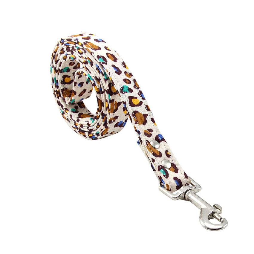Colorful Cheetah Dog collar with a bow collar, Harness and Leash - Get It for Your Pets