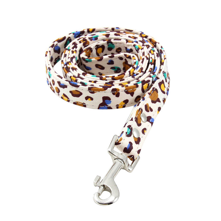 Colorful Cheetah Dog collar with a bow collar, Harness and Leash - Get It for Your Pets