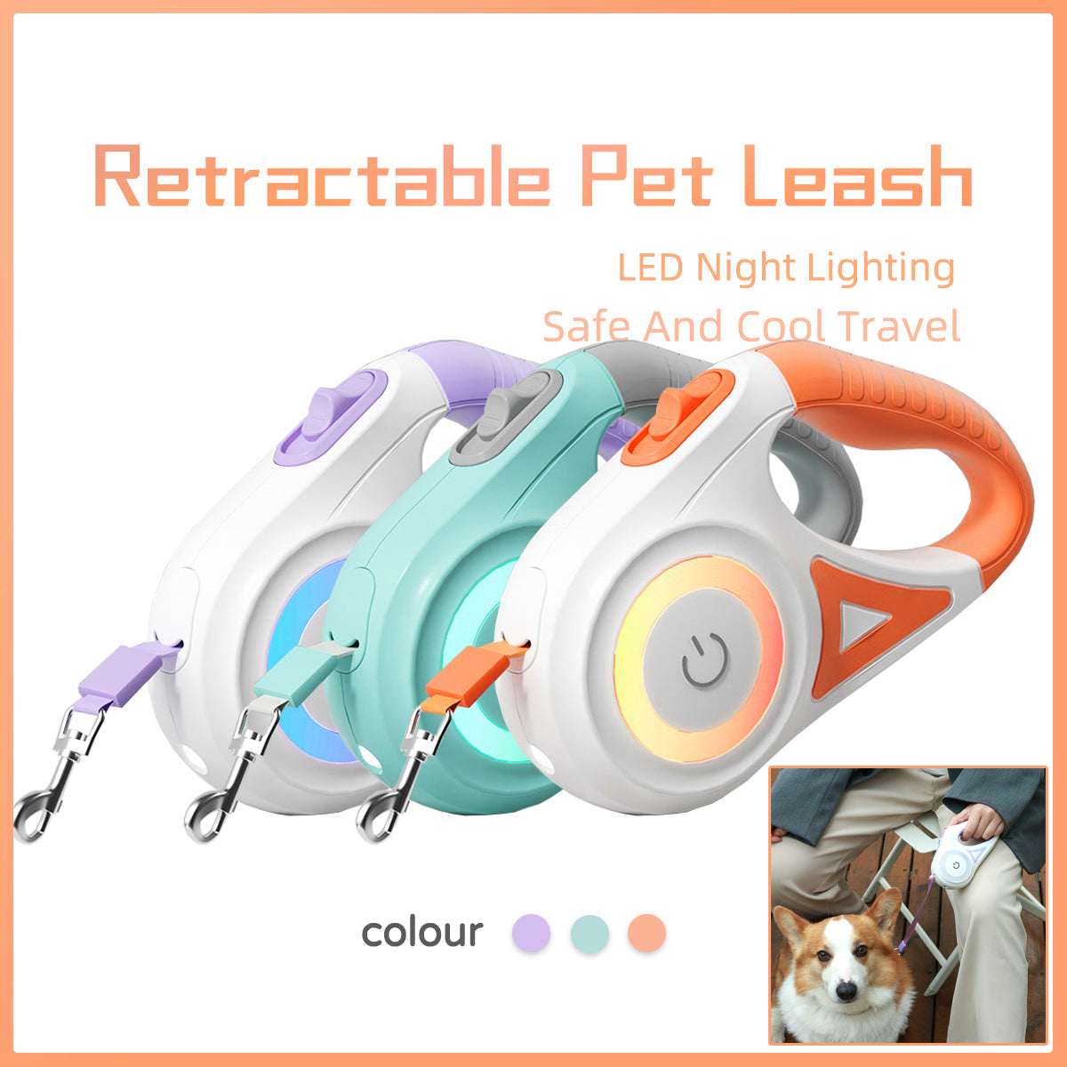 Dog Leash Retractable Leash And Dog Collar Spotlight Automatic Pet Dog Cat Traction Rope For Small Medium Dogs Pet Product - Get It for Your Pets