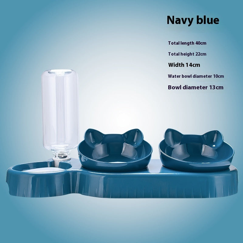 Food Basin Double Bowl Protective Cervical Spine Automatic Drinking Bowl Pet Supplies - Get It for Your Pets