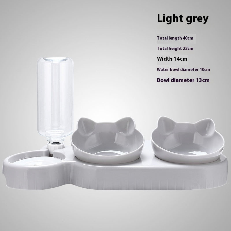 Food Basin Double Bowl Protective Cervical Spine Automatic Drinking Bowl Pet Supplies - Get It for Your Pets