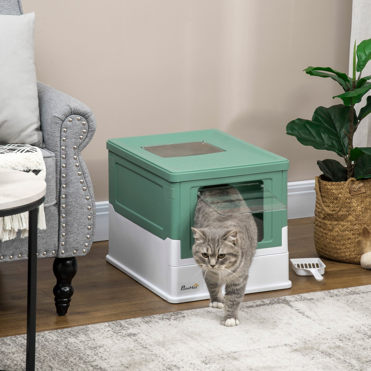 Fully Enclosed Cat Litter Box Portable Pet Toilet With Spoon Large Space - Get It for Your Pets - Pet Store