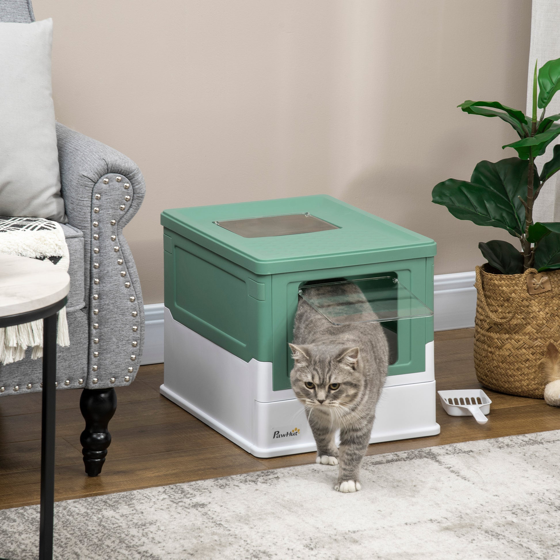 Fully Enclosed Cat Litter Box Portable Pet Toilet With Spoon Large Space - Get It for Your Pets - Pet Store