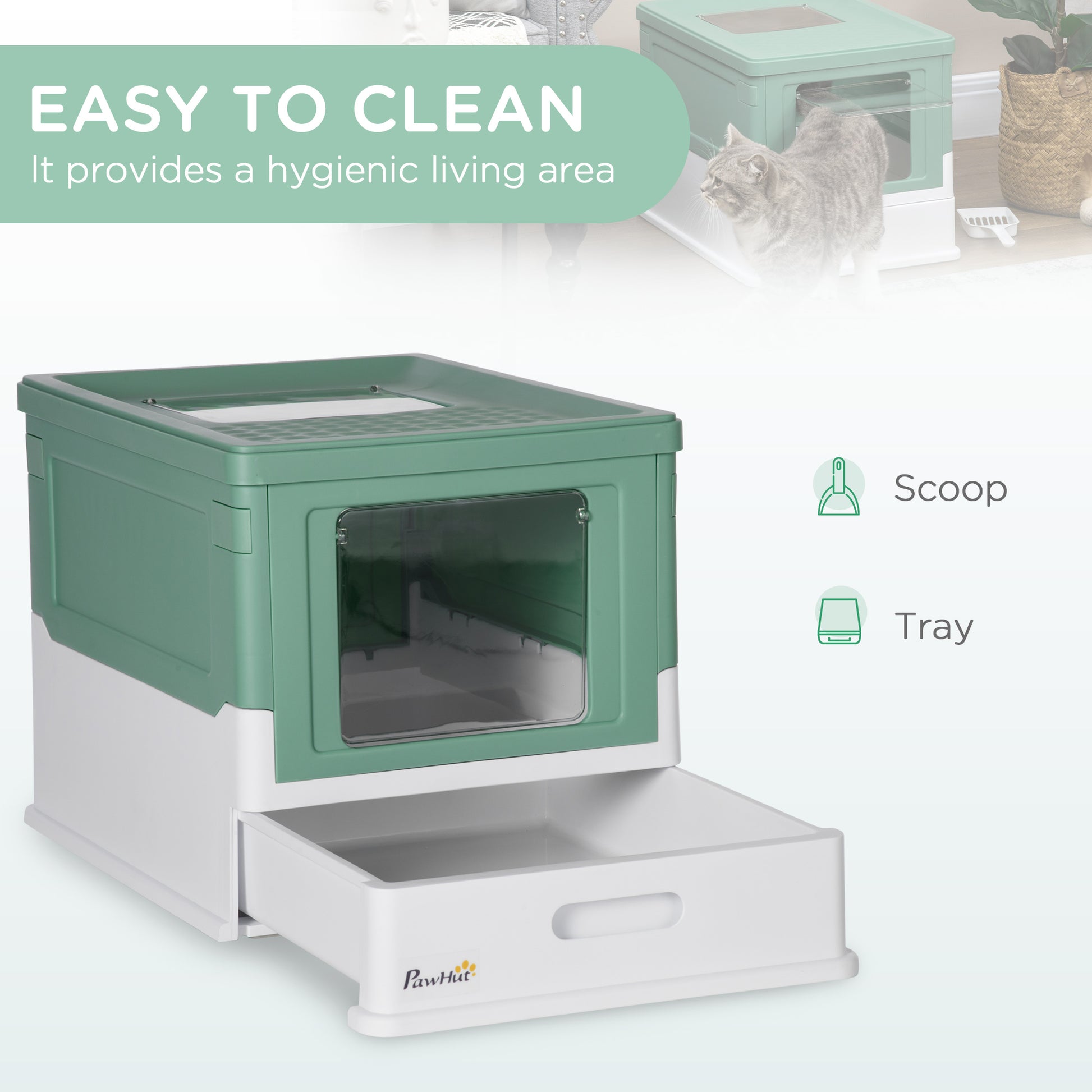 Fully Enclosed Cat Litter Box Portable Pet Toilet With Spoon Large Space - Get It for Your Pets - Pet Store