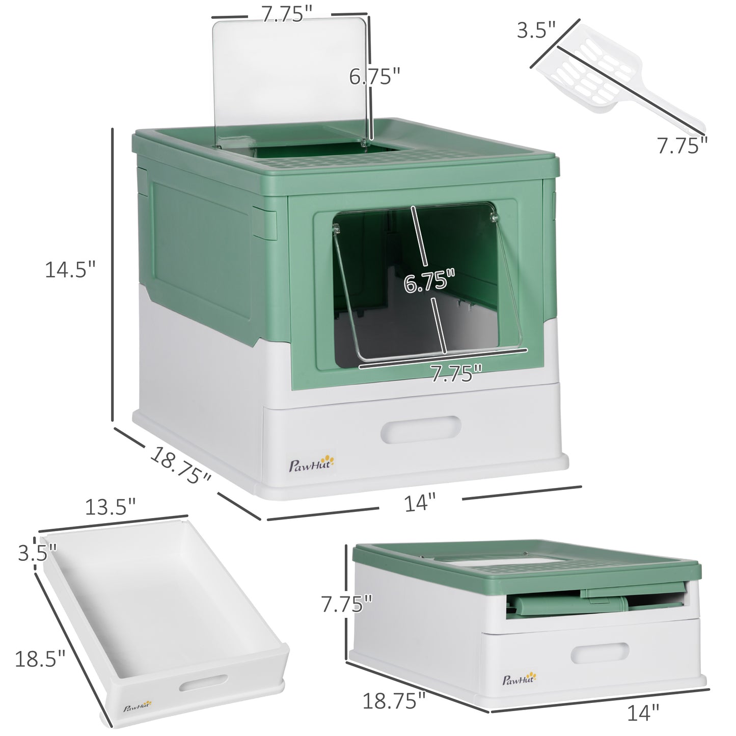 Fully Enclosed Cat Litter Box Portable Pet Toilet With Spoon Large Space - Get It for Your Pets - Pet Store