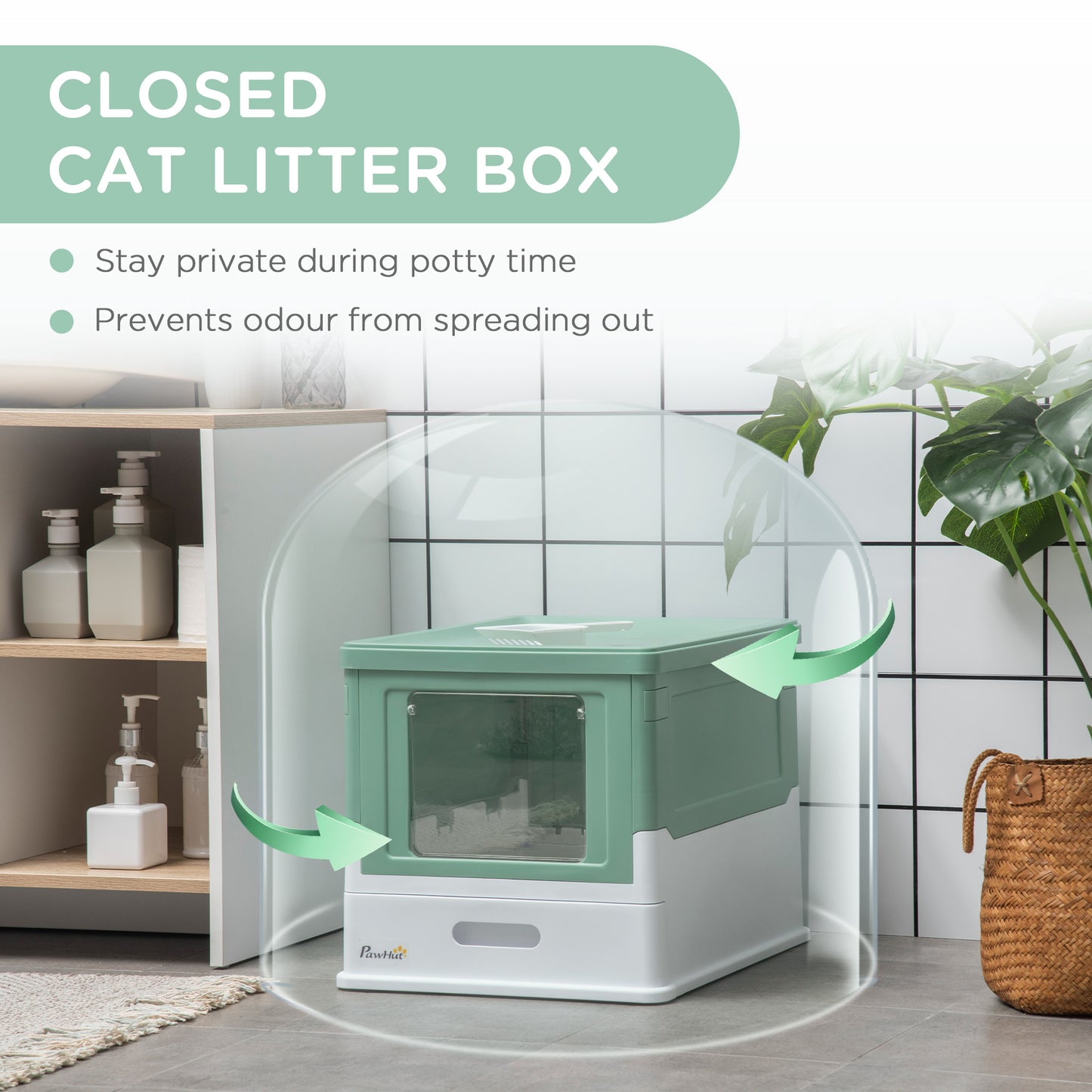Fully Enclosed Cat Litter Box Portable Pet Toilet With Spoon Large Space - Get It for Your Pets - Pet Store