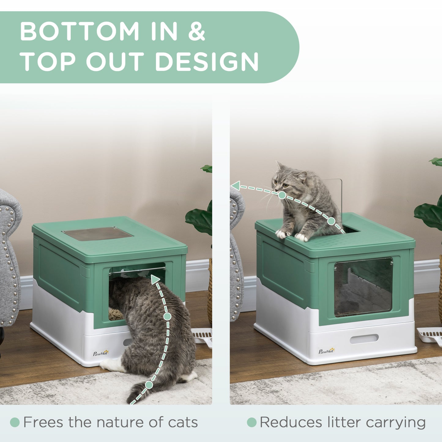 Fully Enclosed Cat Litter Box Portable Pet Toilet With Spoon Large Space - Get It for Your Pets - Pet Store
