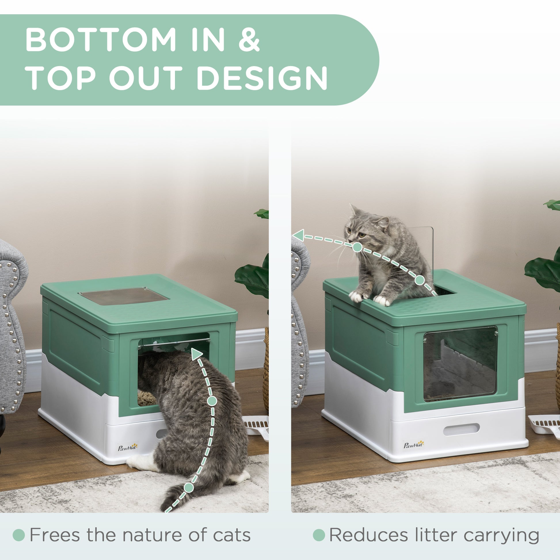 Fully Enclosed Cat Litter Box Portable Pet Toilet With Spoon Large Space - Get It for Your Pets - Pet Store