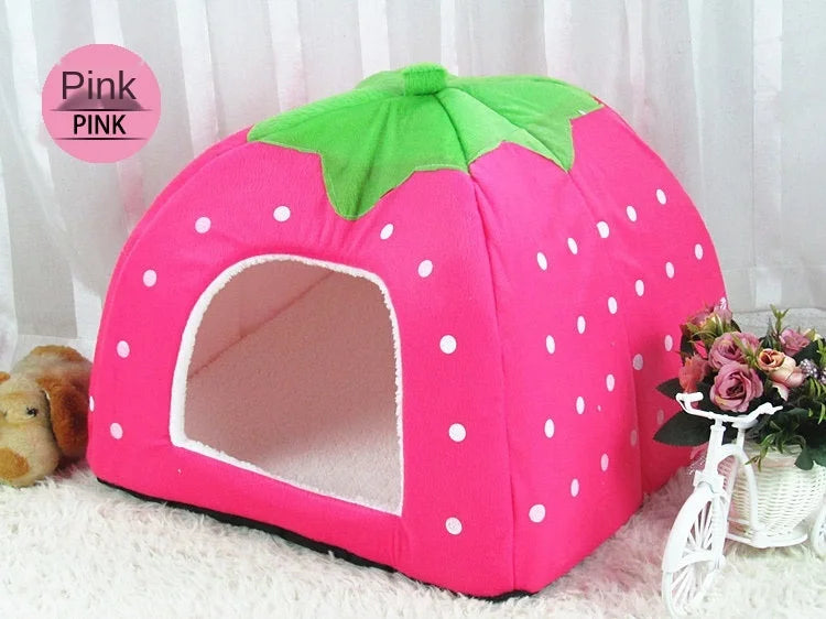 Cute Dog and Cat Supplies - Soft Pink Washable Cushion Baskets, Warm Bed House for Puppy, Rabbit Home, Kennel