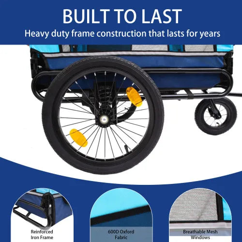 Heavy Duty Outdoor Foldable Utility Pet Stroller Comfortable Bicycle Trailer FCJ Dog Carriers