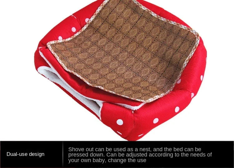 Cute Dog and Cat Supplies - Soft Pink Washable Cushion Baskets, Warm Bed House for Puppy, Rabbit Home, Kennel