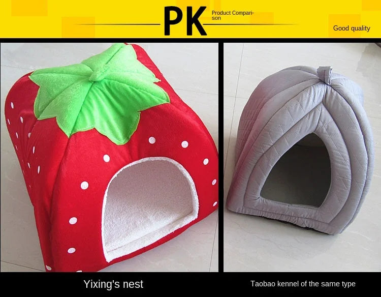 Cute Dog and Cat Supplies - Soft Pink Washable Cushion Baskets, Warm Bed House for Puppy, Rabbit Home, Kennel