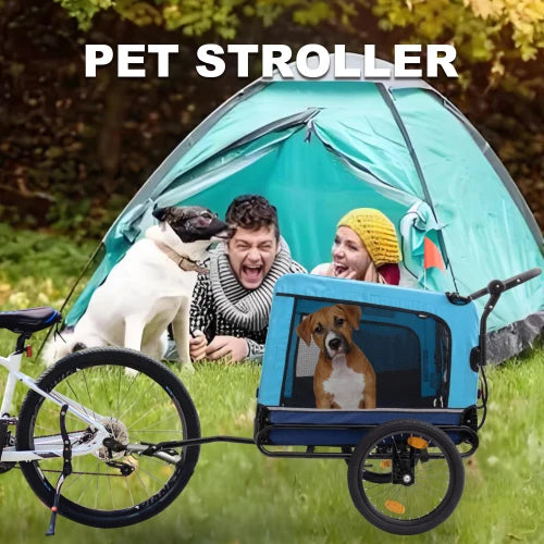 Heavy Duty Outdoor Foldable Utility Pet Stroller Comfortable Bicycle Trailer FCJ Dog Carriers