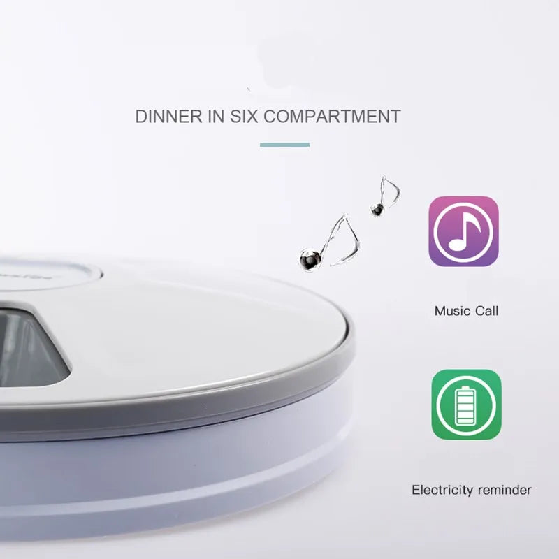 Automatic Feeder Pet Dog Round Timing Feeder 6 Meals 6 Grids Cat Dog Electric Dry Food Dispenser 24 Hours Feed Pet Supplies
