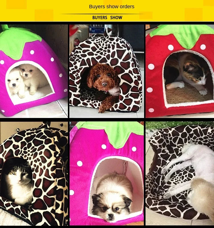 Cute Dog and Cat Supplies - Soft Pink Washable Cushion Baskets, Warm Bed House for Puppy, Rabbit Home, Kennel