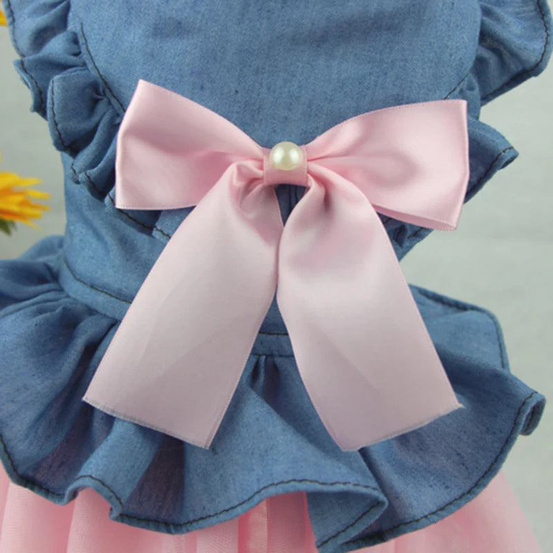 Denim Sphynx Cat Dress Skirt Summer Girl Female Pet Clothes for Cats Gotas Kitten Garfield Dresses mascotas Costume Dog Clothing