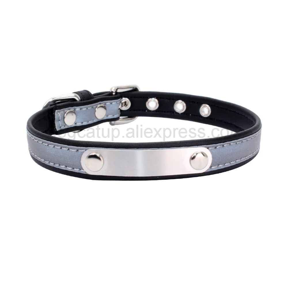 Engrave Reflective Dog Collar Custom Pet Collars Cat ID Tag For Small Medium Large Pets Name Telephone Number Chains Dogs Gift