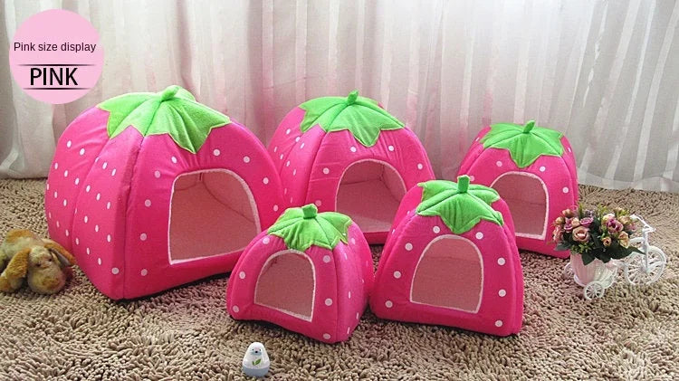 Cute Dog and Cat Supplies - Soft Pink Washable Cushion Baskets, Warm Bed House for Puppy, Rabbit Home, Kennel