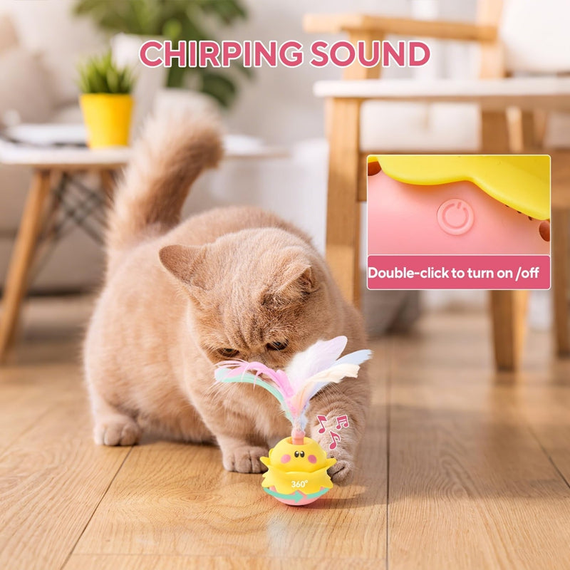 Interactive Automatic Cat Feather Toy, Rotating With LED Light, Rechargeable Electronic Chirping Toys For Indoor Cats. - Get It for Your Pets - Pet Store