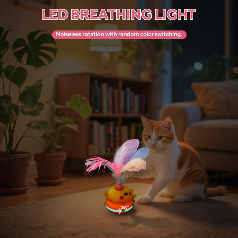 Interactive Automatic Cat Feather Toy, Rotating With LED Light, Rechargeable Electronic Chirping Toys For Indoor Cats. - Get It for Your Pets - Pet Store