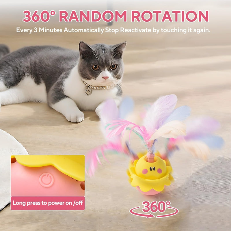 Interactive Automatic Cat Feather Toy, Rotating With LED Light, Rechargeable Electronic Chirping Toys For Indoor Cats. - Get It for Your Pets - Pet Store