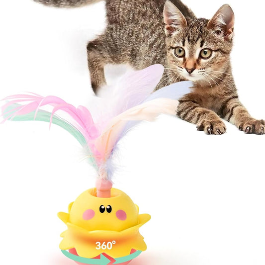 Interactive Automatic Cat Feather Toy, Rotating With LED Light, Rechargeable Electronic Chirping Toys For Indoor Cats. - Get It for Your Pets - Pet Store