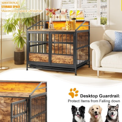 Multi-function Furniture Style Dog Crates With Storage, Dog Crate Furniture Large Wooden Dog Kennel With Double Doors, For Large Medium Dog Indoor, Brown - Get It for Your Pets - Pet Store