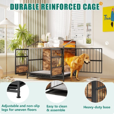 Multi-function Furniture Style Dog Crates With Storage, Dog Crate Furniture Large Wooden Dog Kennel With Double Doors, For Large Medium Dog Indoor, Brown - Get It for Your Pets - Pet Store