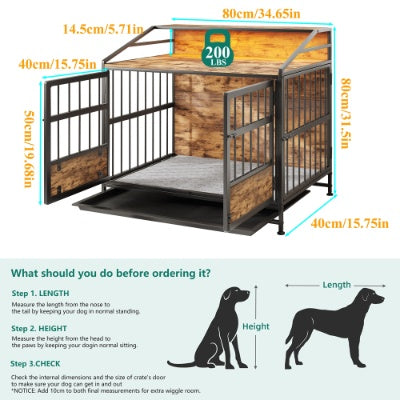 Multi-function Furniture Style Dog Crates With Storage, Dog Crate Furniture Large Wooden Dog Kennel With Double Doors, For Large Medium Dog Indoor, Brown - Get It for Your Pets - Pet Store