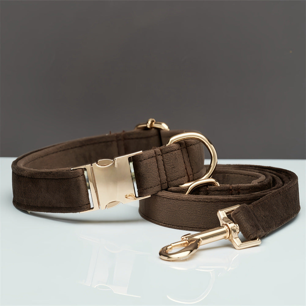 Multiple Colour Velvet Personalise Dog Collar Leash Set With Bow - Get It for Your Pets