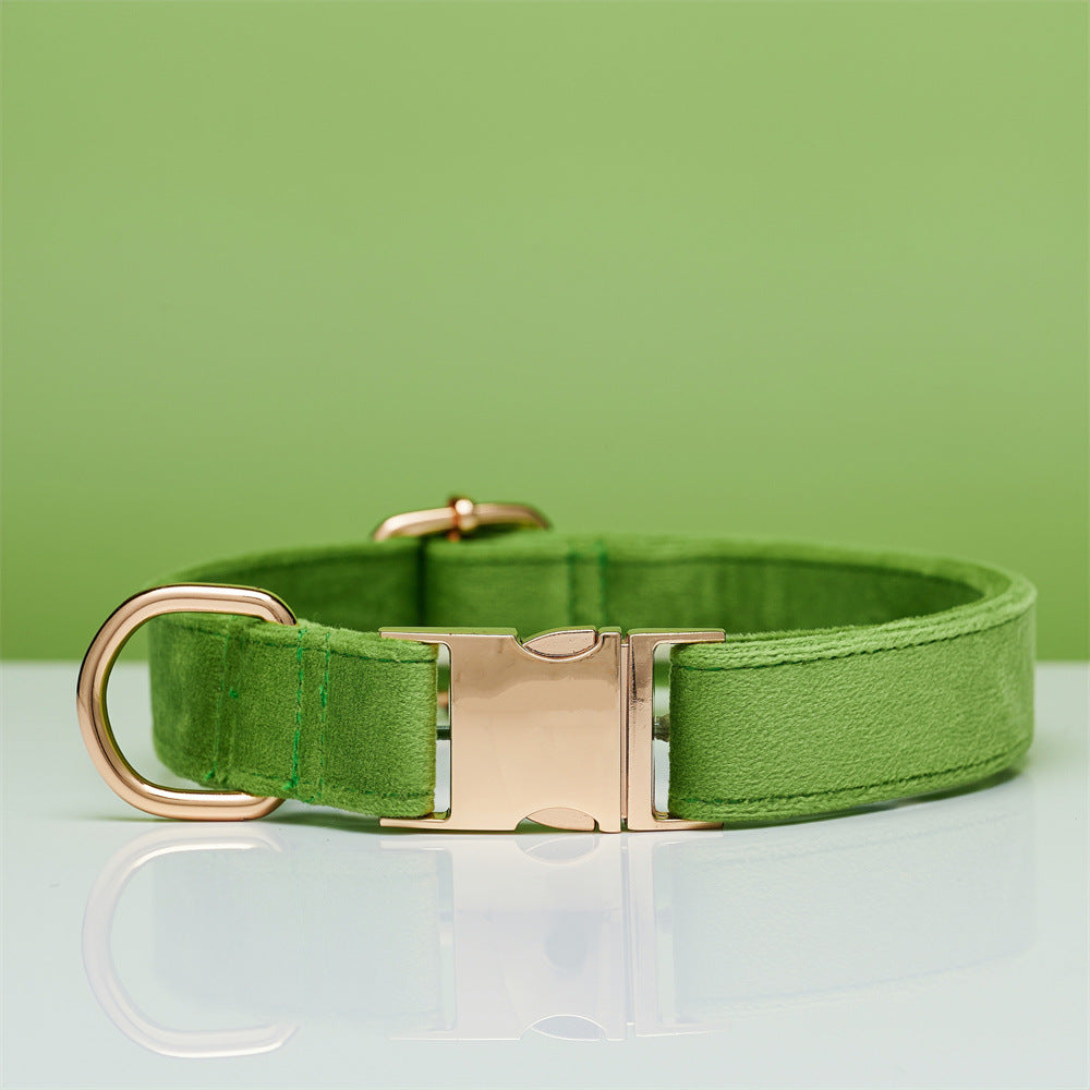 Multiple Colour Velvet Personalise Dog Collar Leash Set With Bow - Get It for Your Pets
