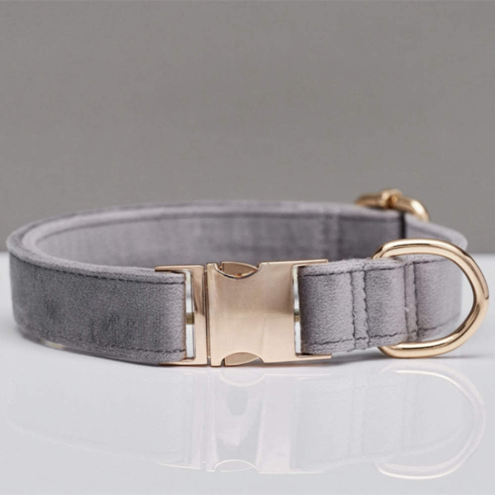 Multiple Colour Velvet Personalise Dog Collar Leash Set With Bow - Get It for Your Pets